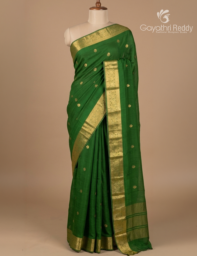 Semi Mysore Crepe Saree in Green
