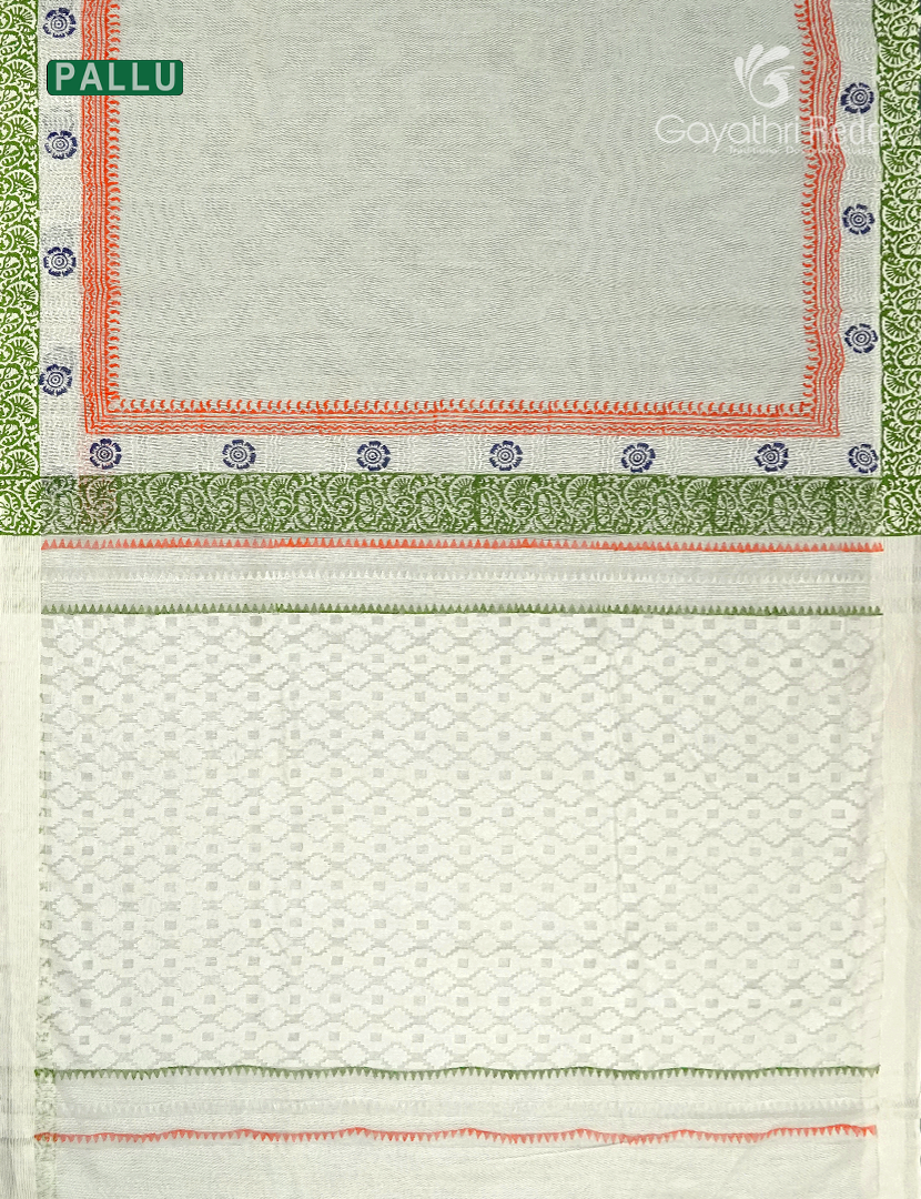 Munga Silk Saree in White with Tiranga Border Independence Day Special