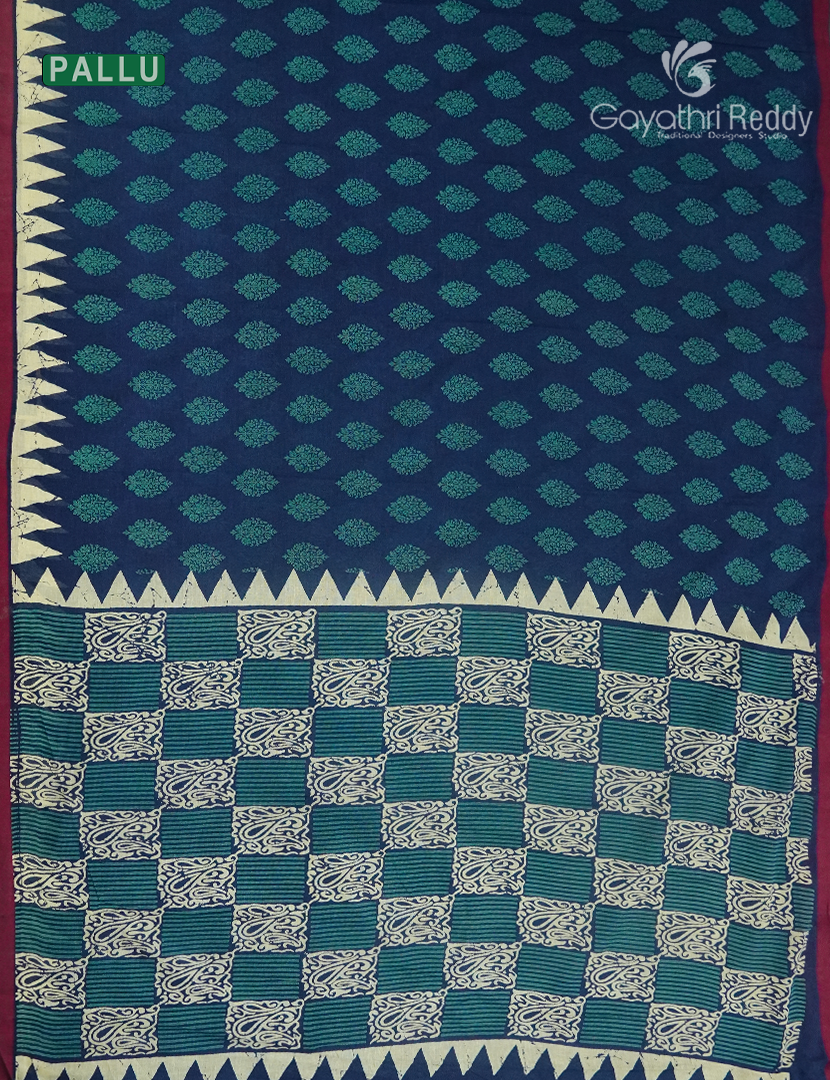 Vidharbha Cotton Saree in Indigo Blue
