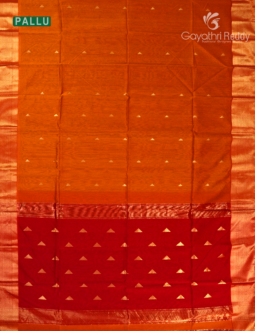 Pure Chanderi Sico Saree in Orange and Red