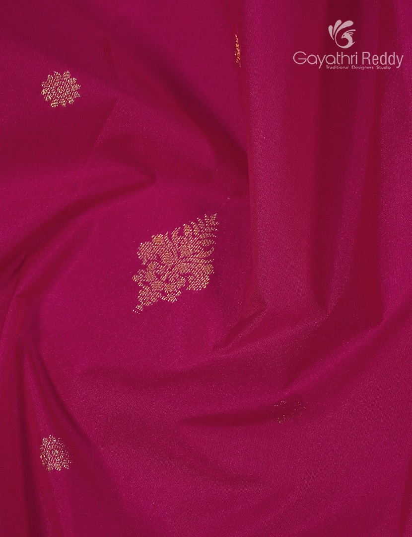Semi Kanchipuram Silk Saree in Rani Pink and Bottle Green