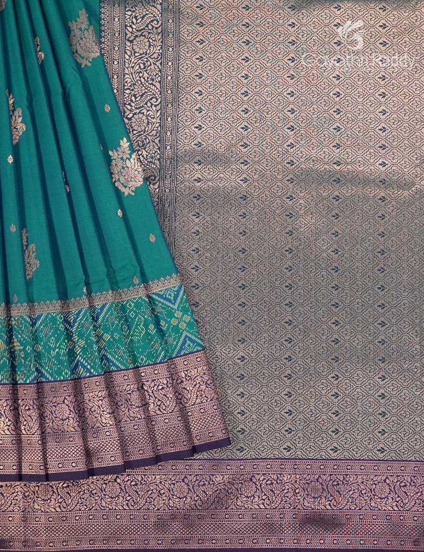 Semi Kanchipuram Art Silk Saree in Peacock Blue