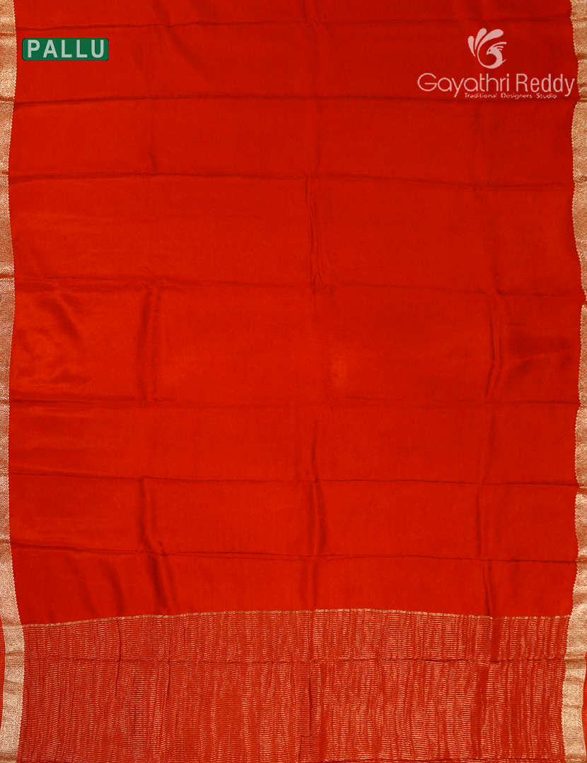 Semi Mysore Crepe Saree in Red