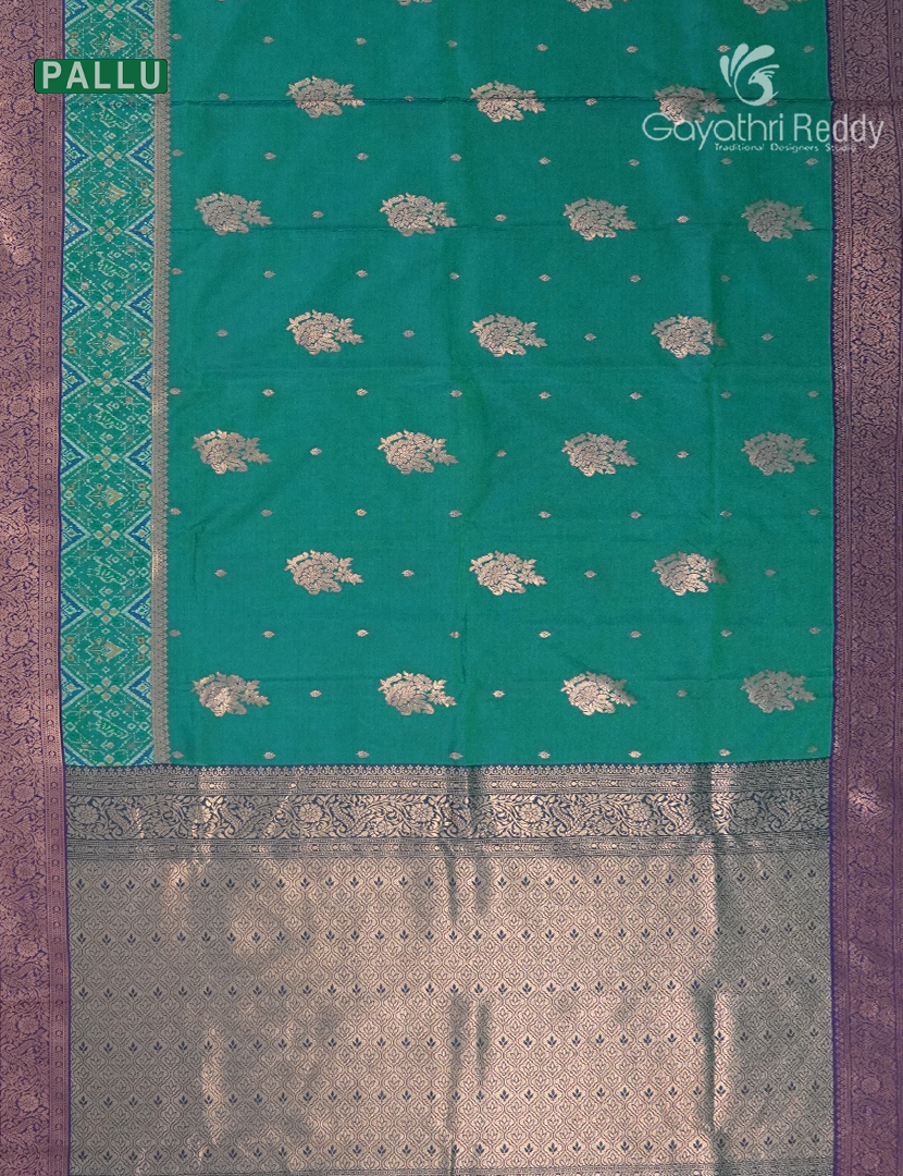 Semi Kanchipuram Art Silk Saree in Peacock Blue