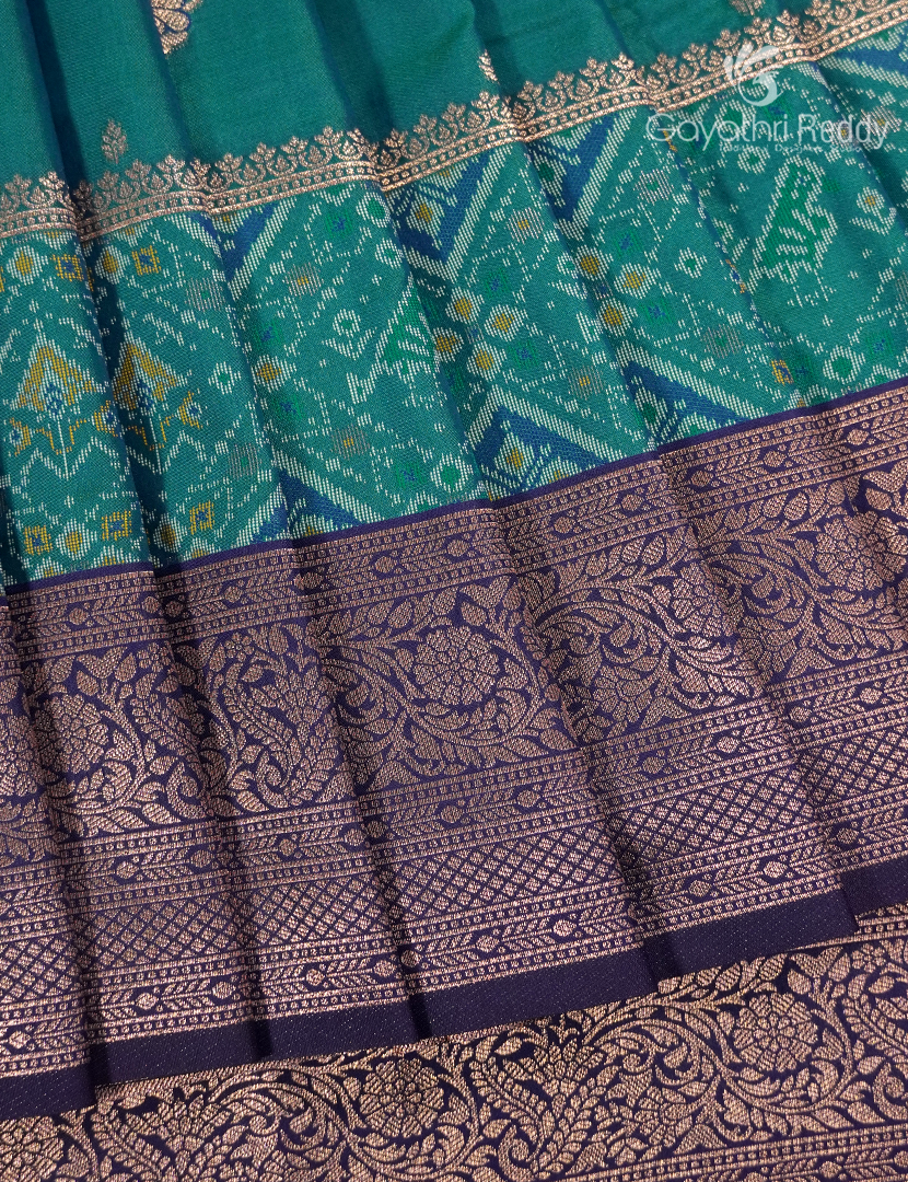 Semi Kanchipuram Art Silk Saree in Peacock Blue
