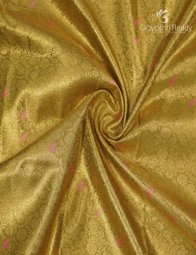 Semi Kanchipuram Silk Saree in Mehendi Green and Pink