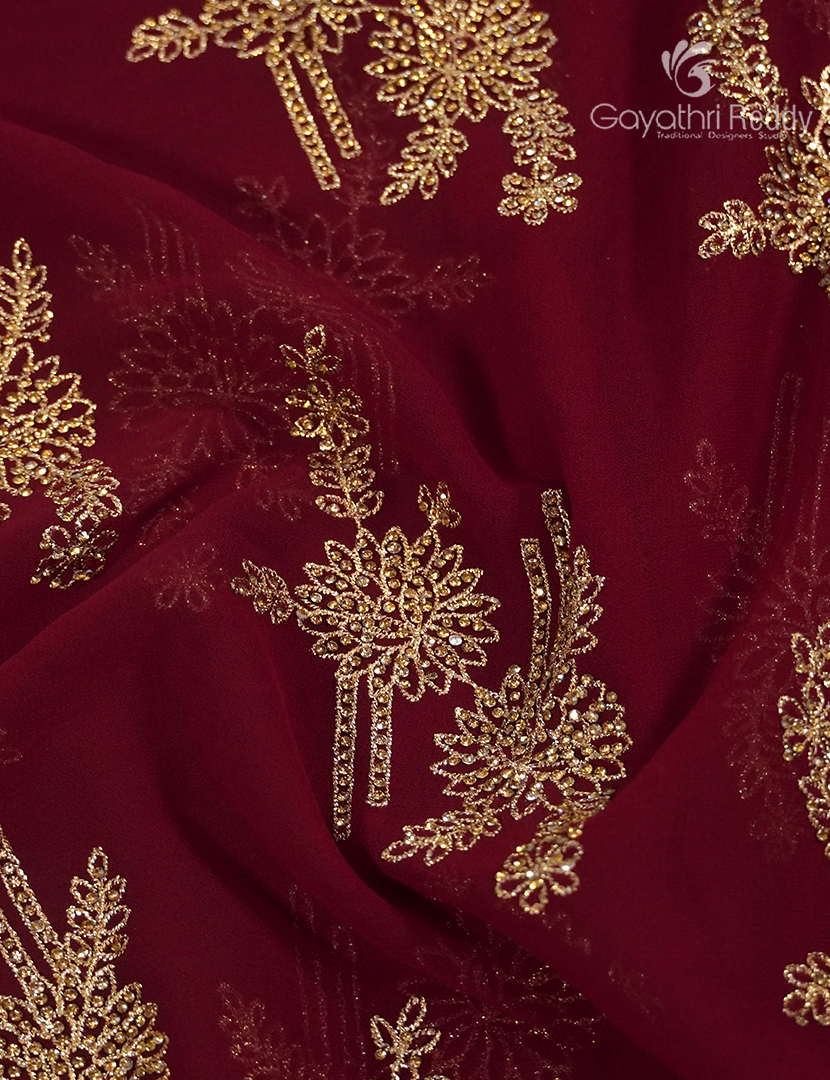 Georgette Fancy Saree in Deep Maroon