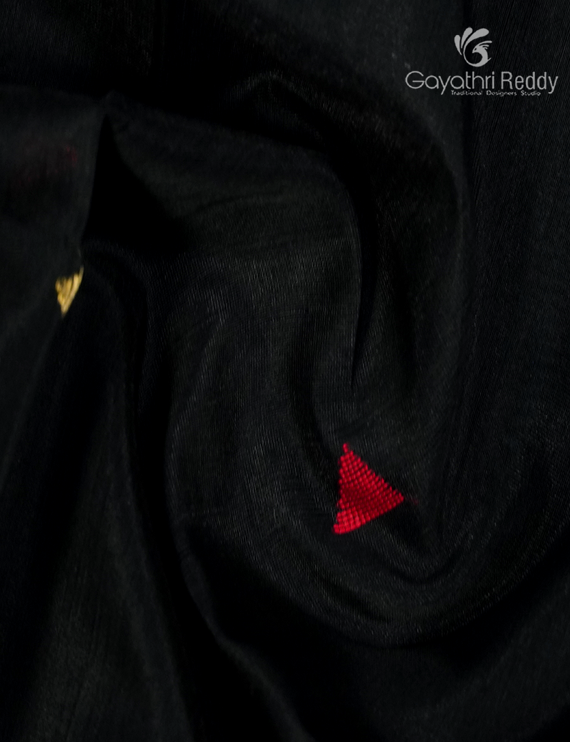 Pure Chanderi Sico Saree in Black