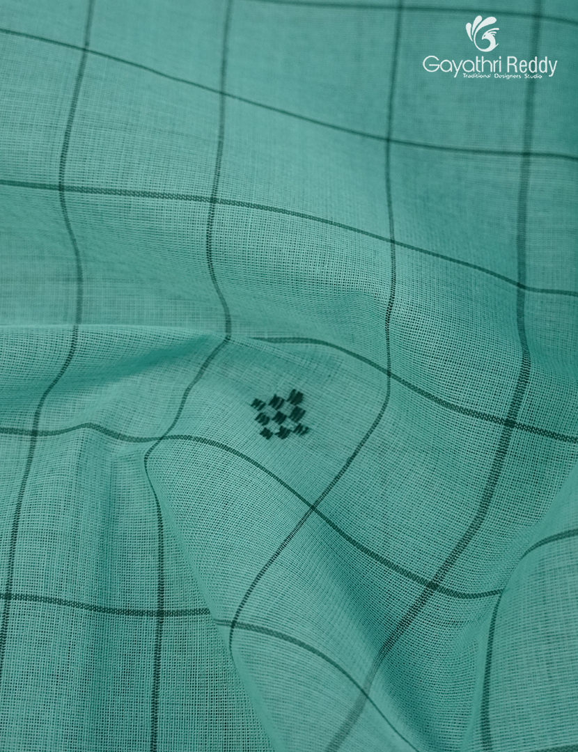 Pure Kanchi Cotton Saree in Sea green and Deep Green