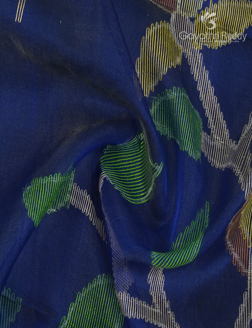 Pure Jamdani Kora Saree in Deep Blue