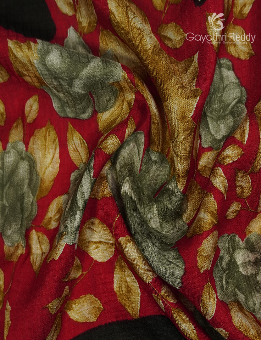 Semi Mysore Silk Saree in Black and Red