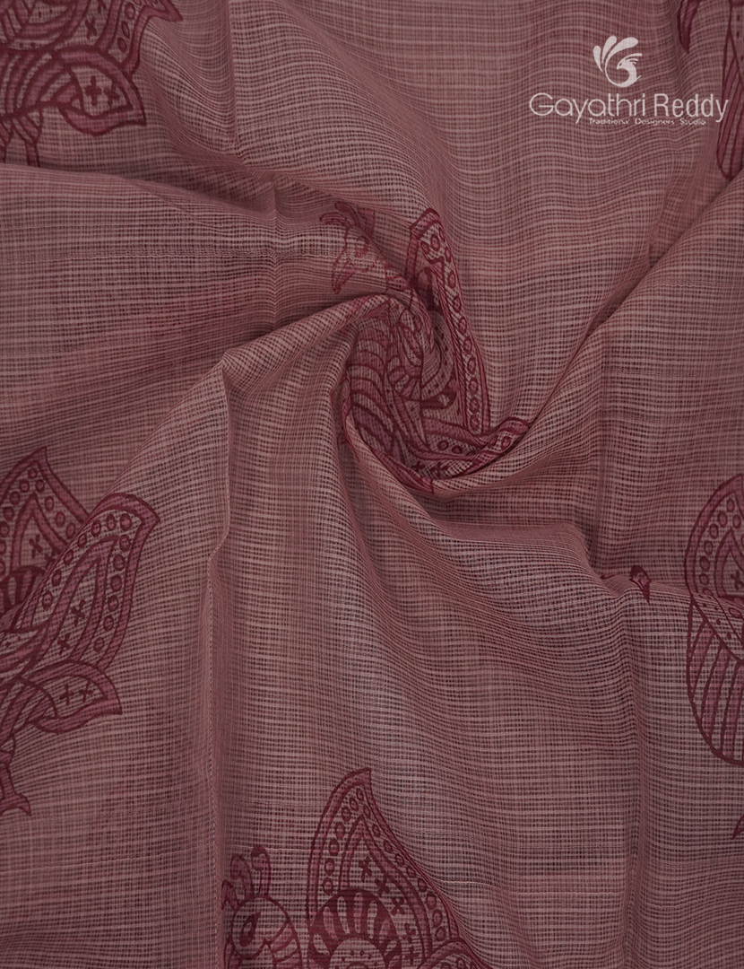 Premium Quality Cotton Kota Saree in Light Onion Peach and Deep Red