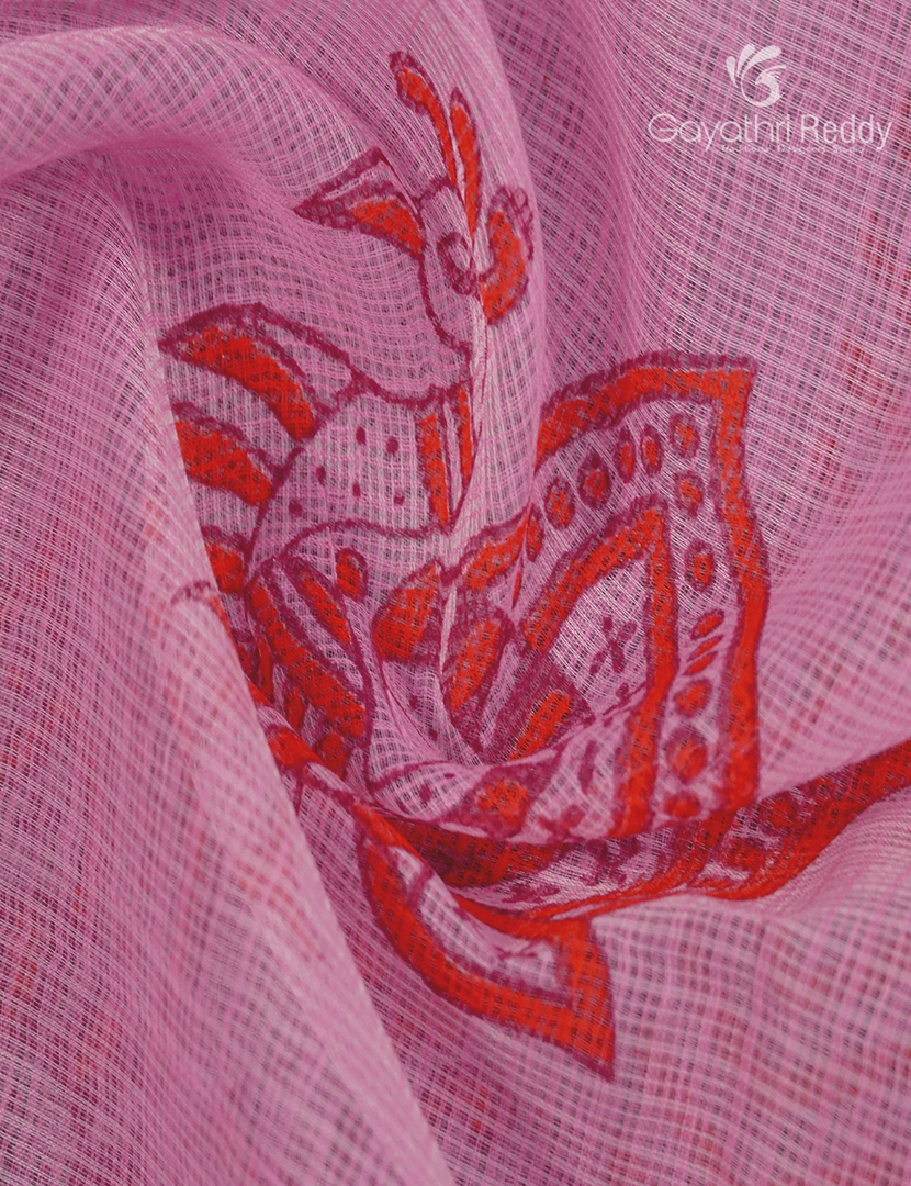 Kota Printed Saree in Pastel Peach Pink