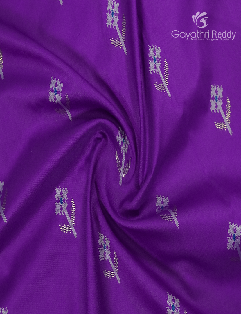 Semi Kanchipuram Art  Silk Saree in Violet and Rama Blue