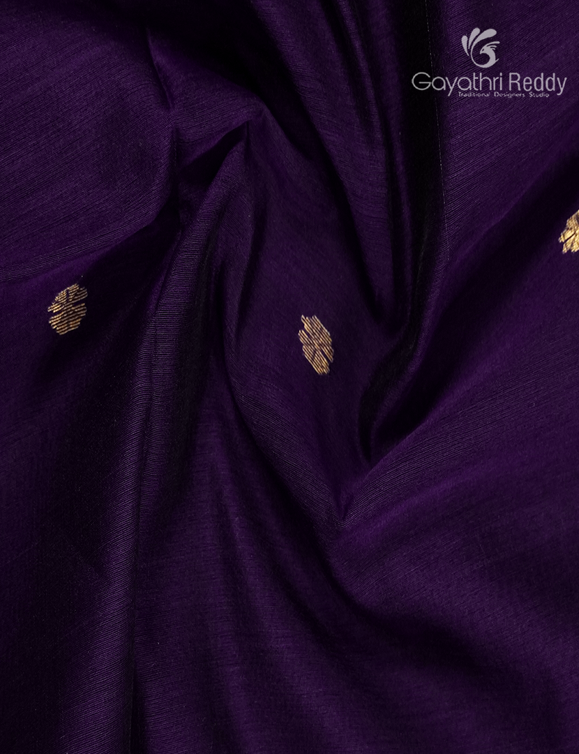 Pure Chanderi Sico Saree in Deep Violet and Red