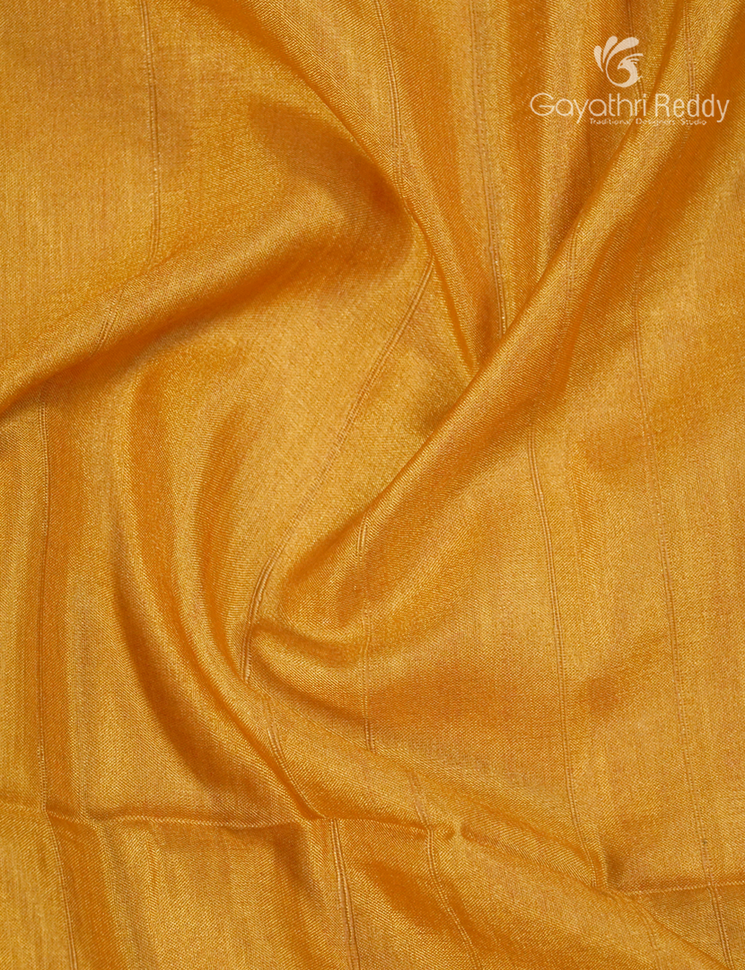 Semi Tussar Saree in Yellow and Cloud Blue