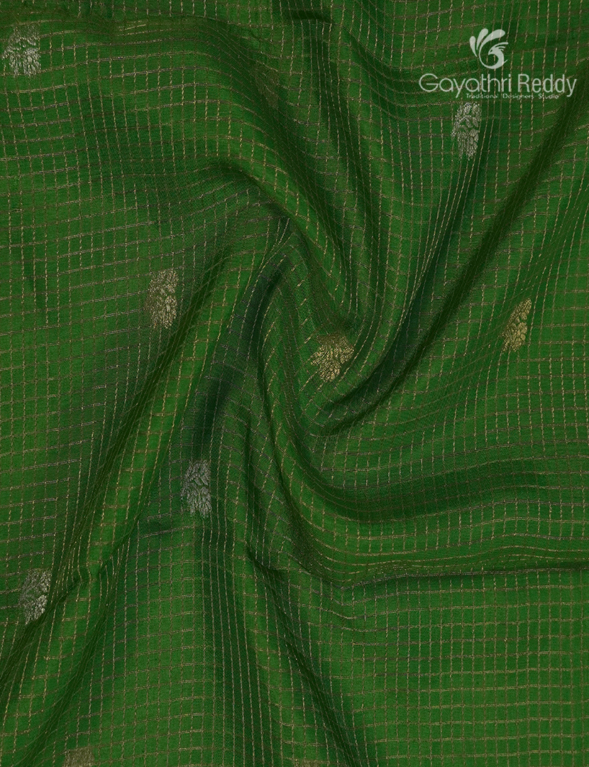 Semi Mysore Crepe Saree in Mehendi Green