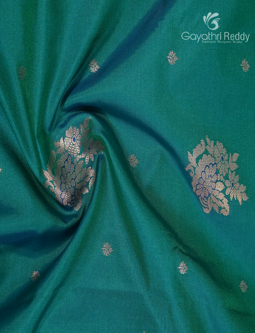 Semi Kanchipuram Art Silk Saree in Peacock Blue