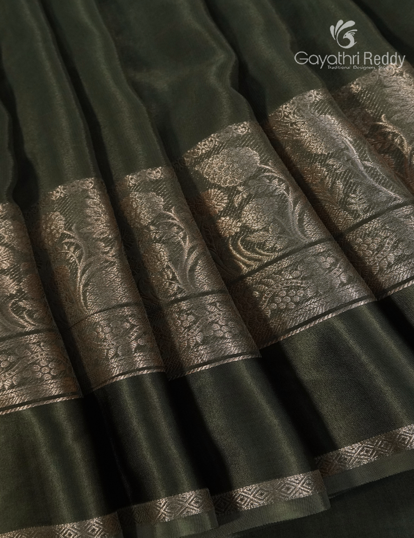 Semi Mysore Crepe Saree in Black