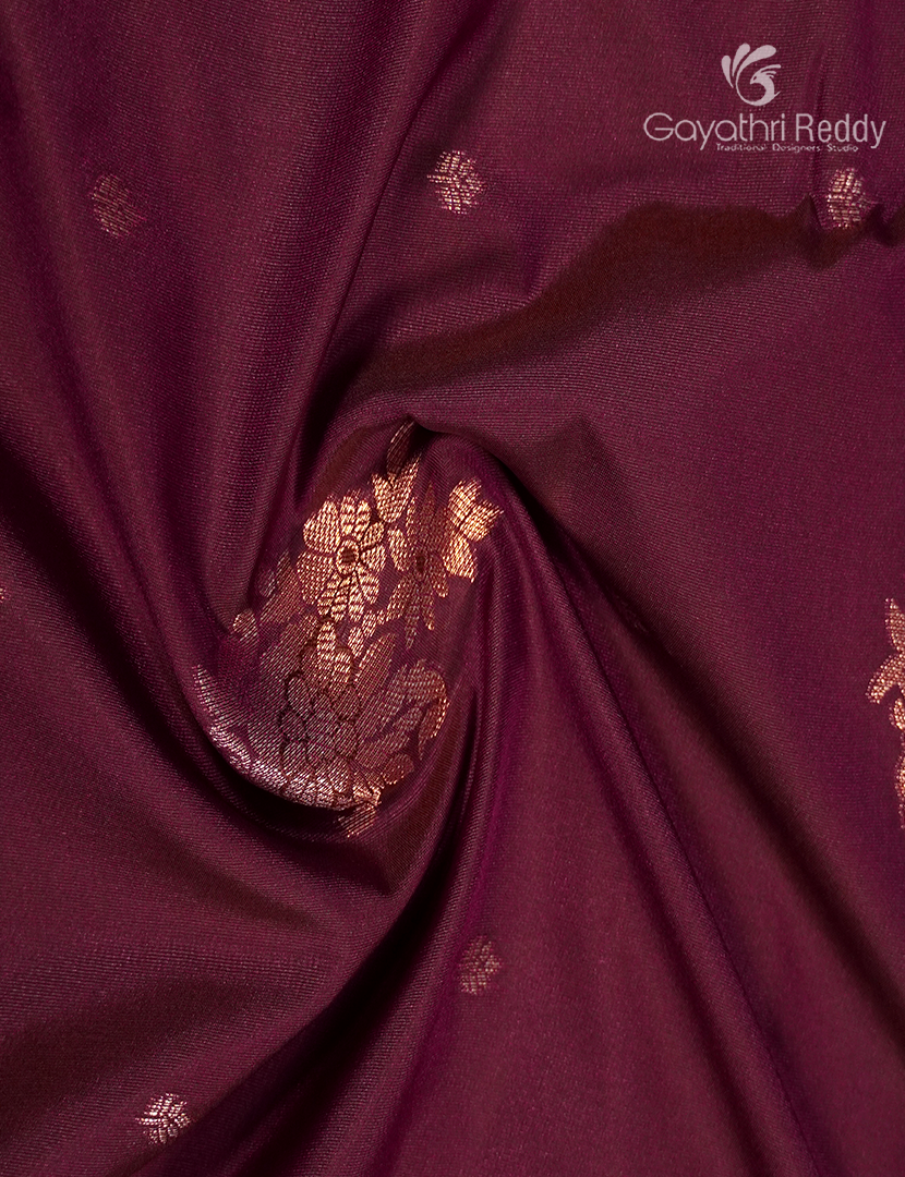Semi Kanchipuram Art Silk Saree in Deep Maroon