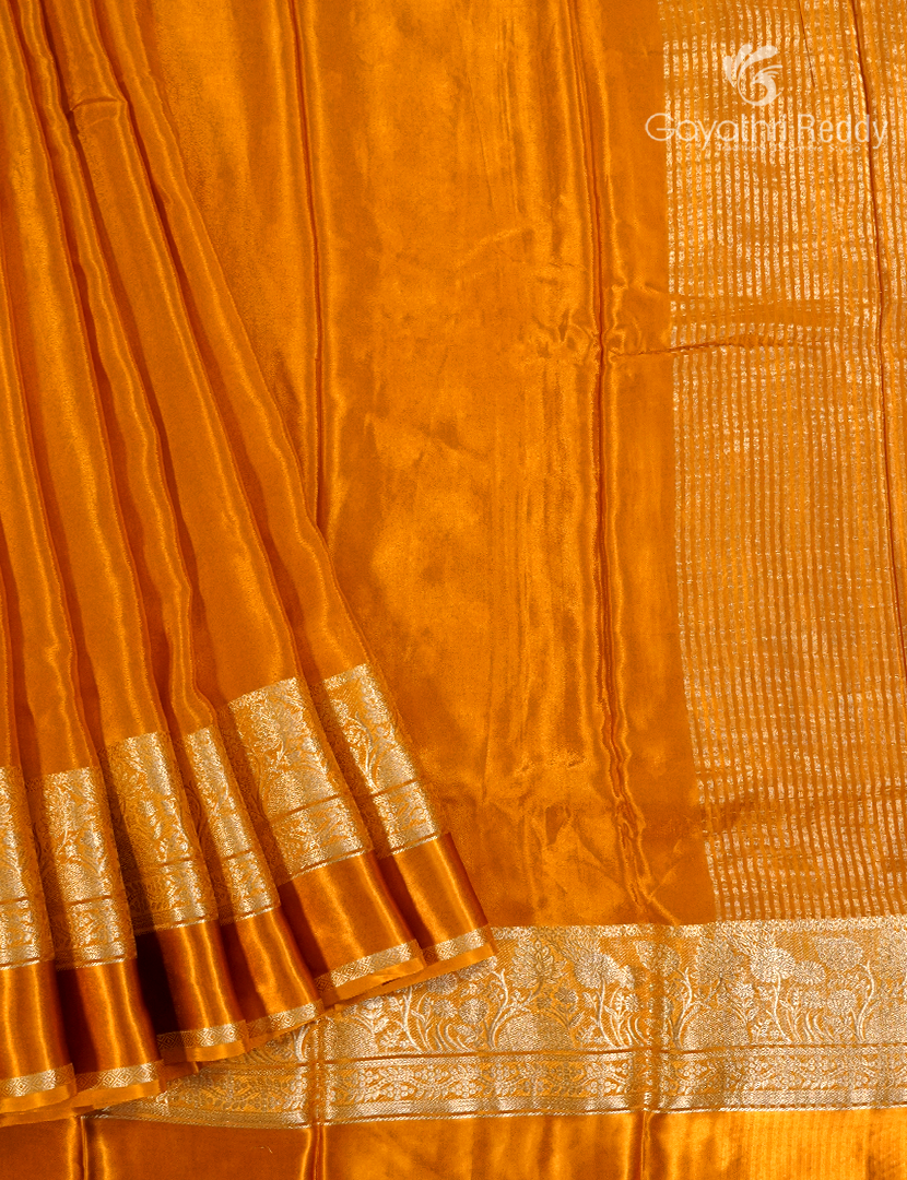 Semi Mysore Crepe Saree in Turmeric