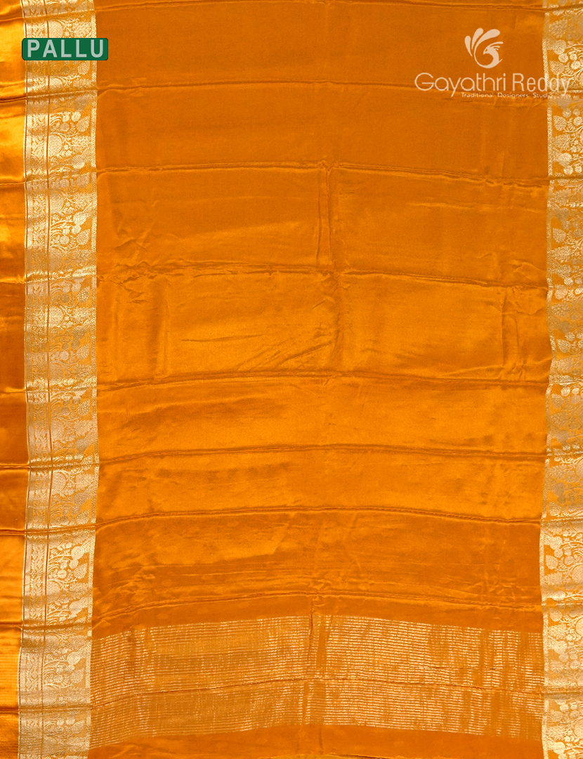 Semi Mysore Crepe Saree in Turmeric