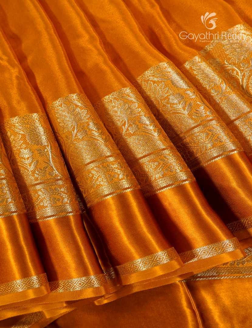 Semi Mysore Crepe Saree in Turmeric