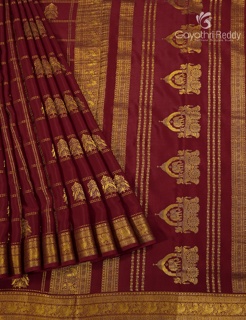 Pure Mysore Silk Saree in Deep Maroon