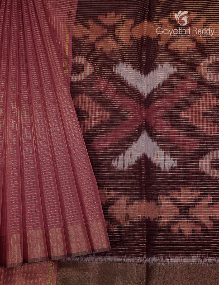 Semi Ikat Silk Saree in Onion Peach