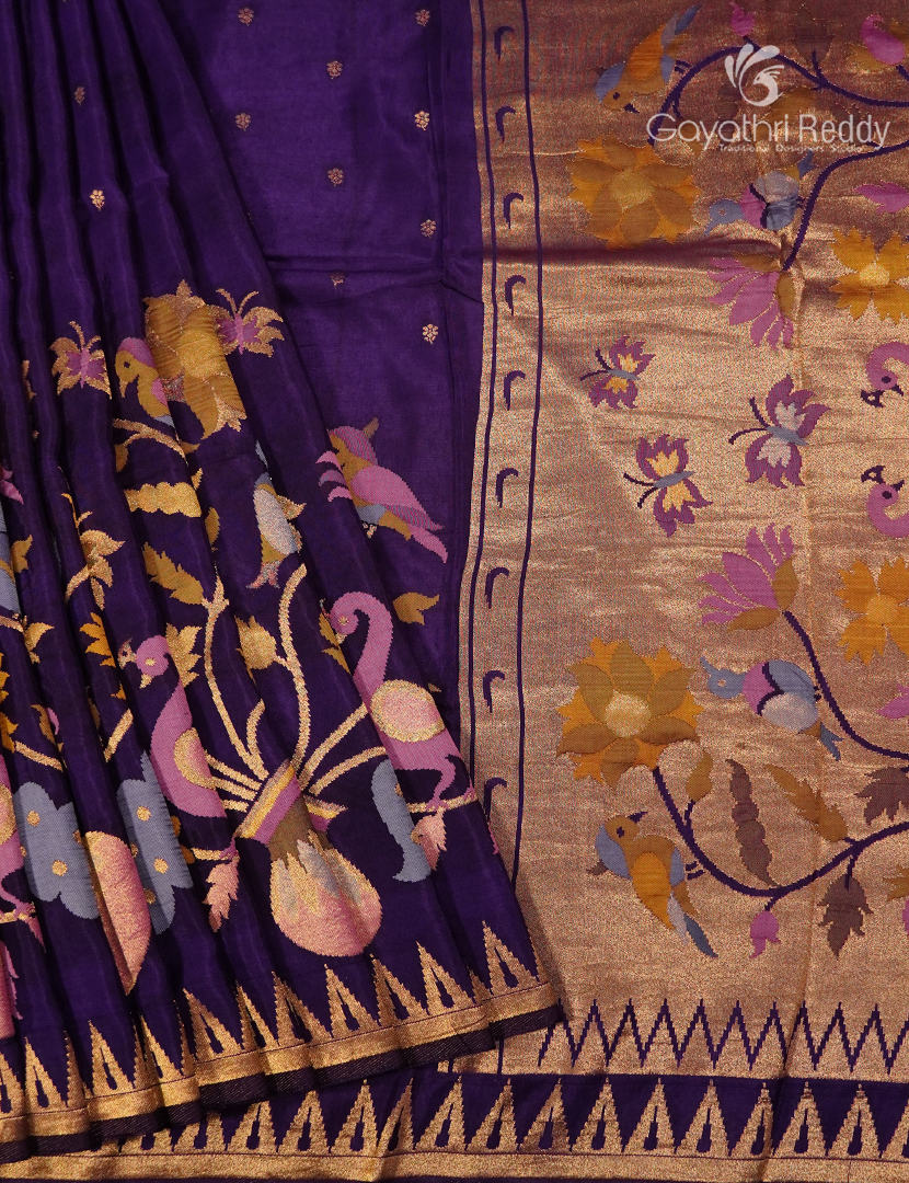Pure Satin Silk Saree in Deep Purple