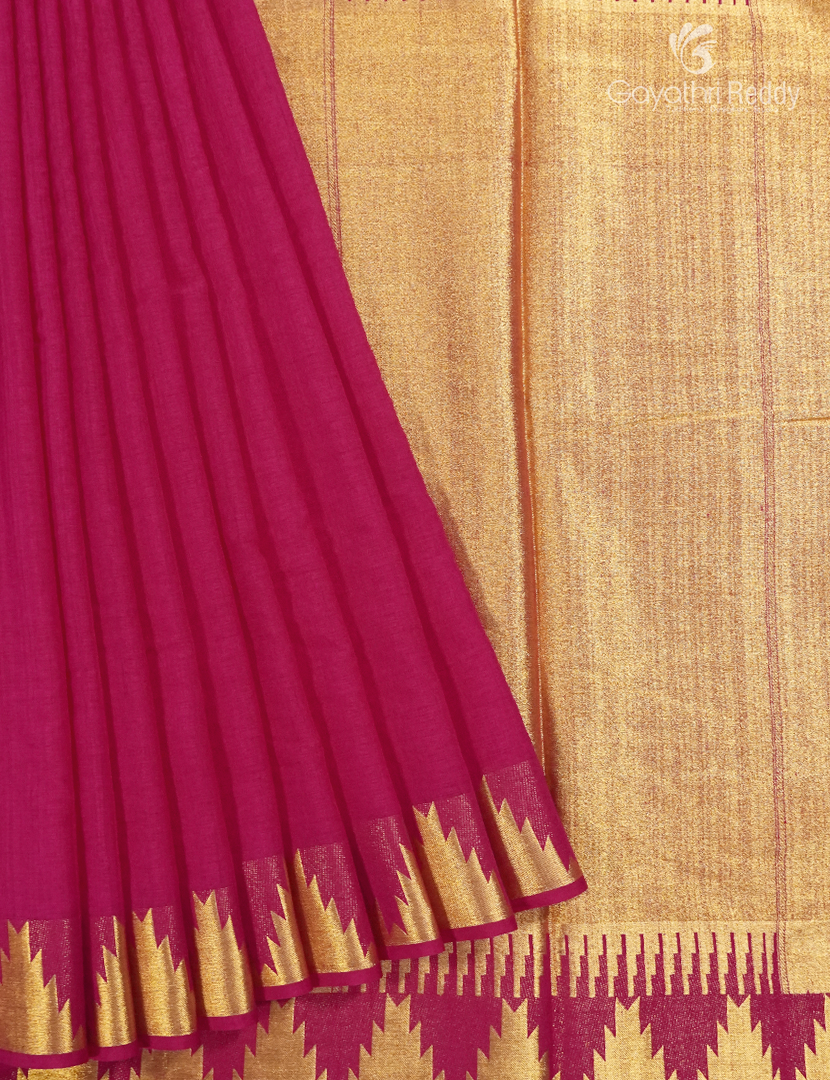 Semi Tussar Saree in Rani Pink