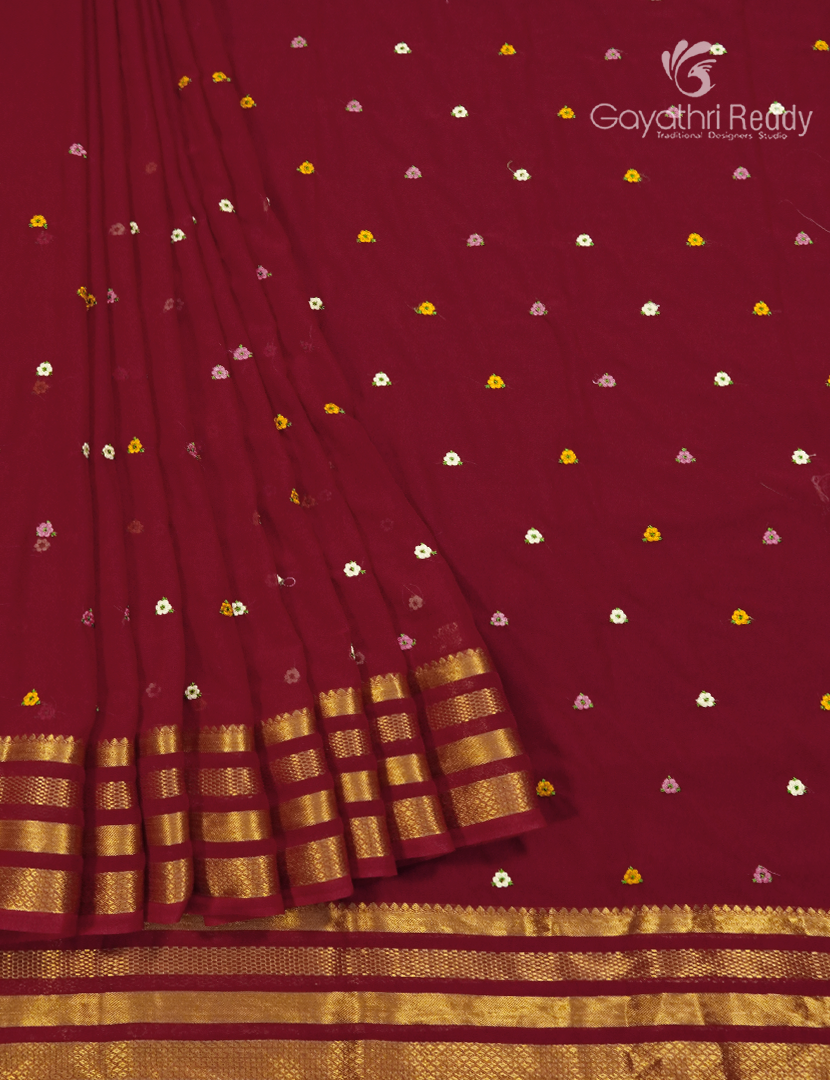 Chiffon Saree in Bridal Red