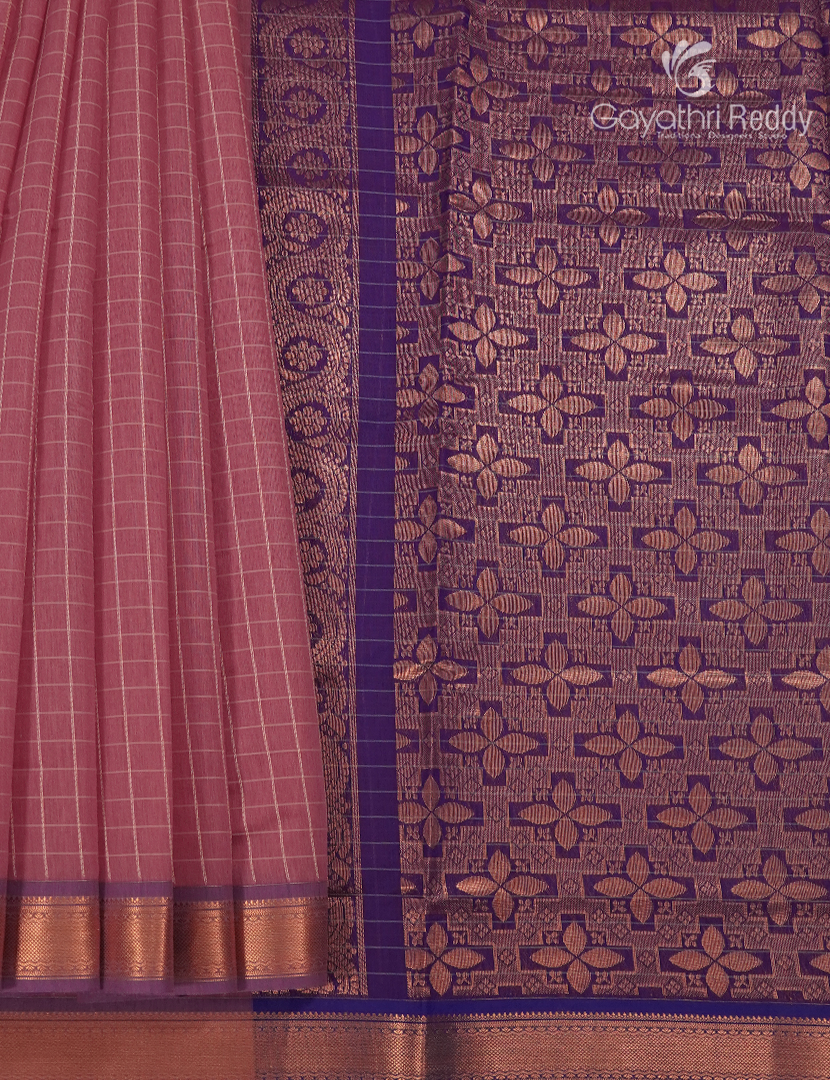 Kanchipuram Sico Saree in Peach and Purple