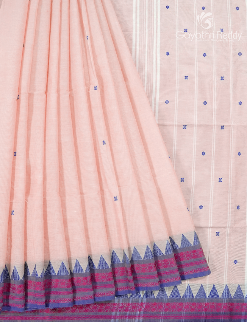 Pure Handloom Cotton Saree in Pastel pink