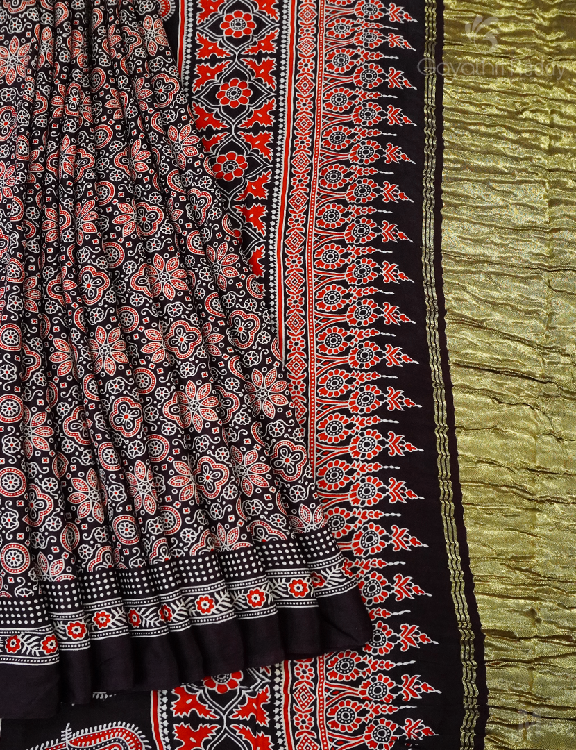 MODAL AJRAKH PRINT SAREE-PMS88