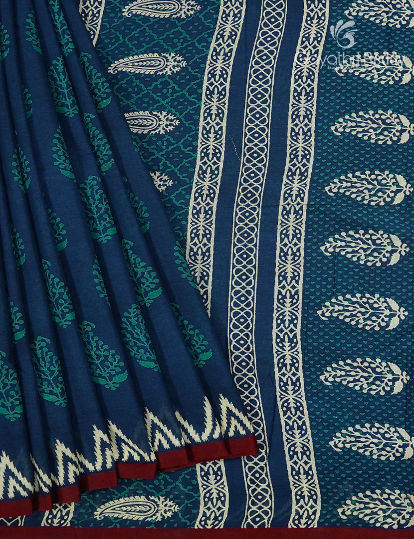 Vidharbha Cotton Saree in Indigo Blue