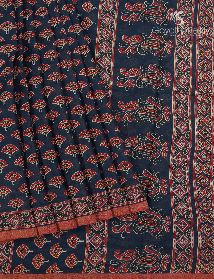 Vidharbha Cotton Saree in Deep Navy Blue