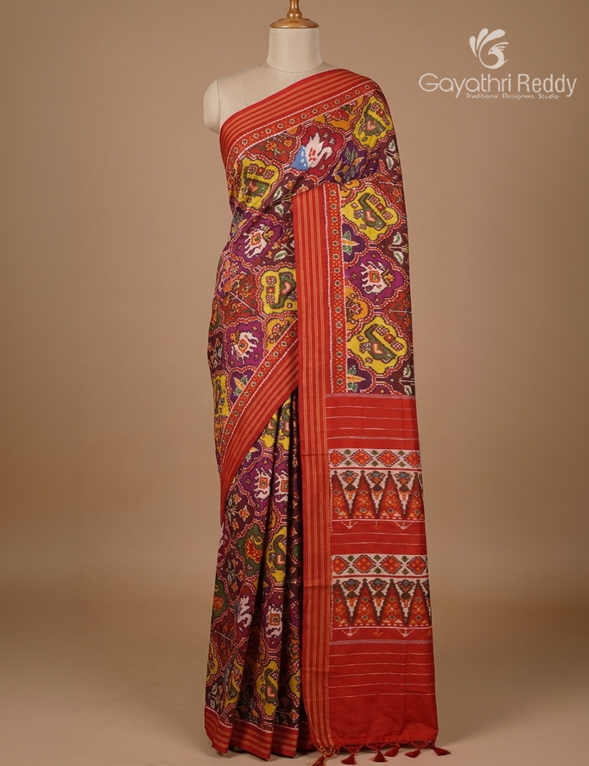 Pure Ikat Silk Saree in Red