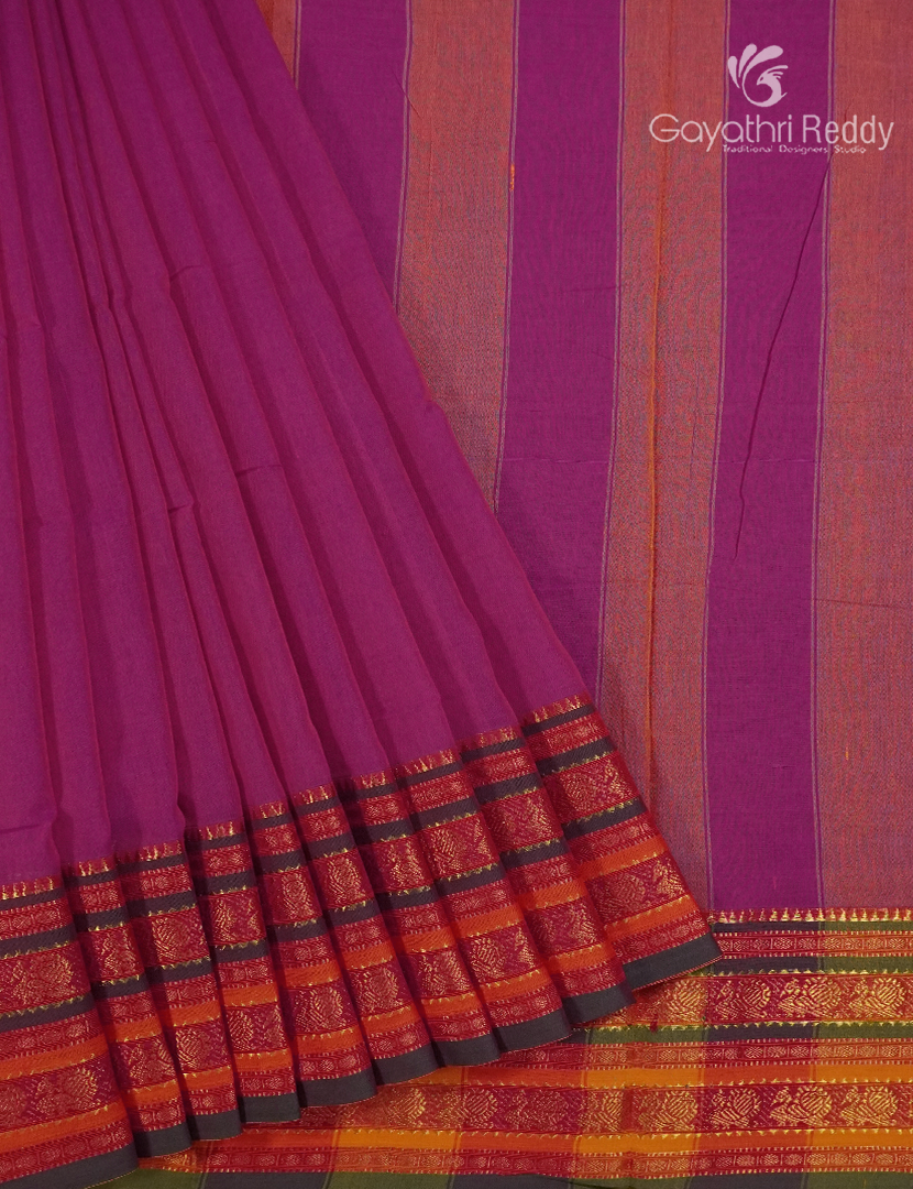 Pure Narayanpet Cotton Saree in Rose Pink