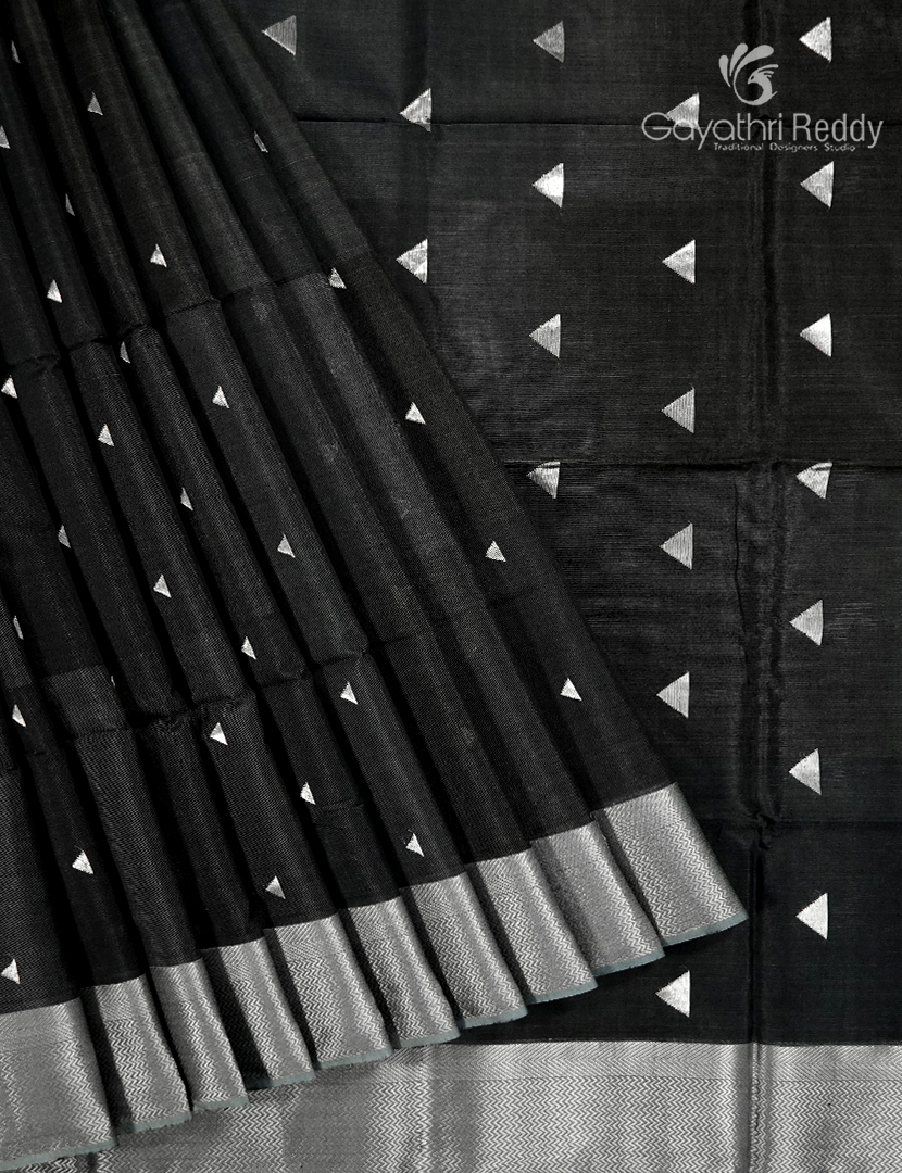 Pure Chanderi Sico Saree in Black