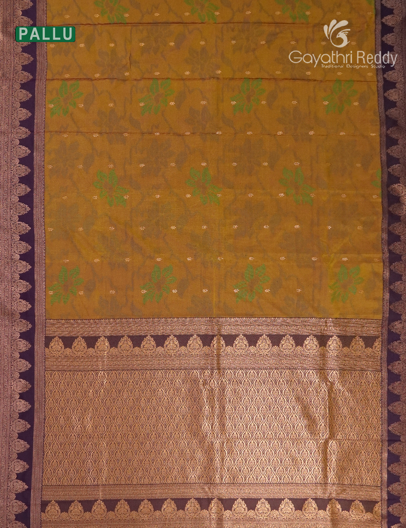 Semi Kanchipuram Art Silk Saree in Deep Mustard