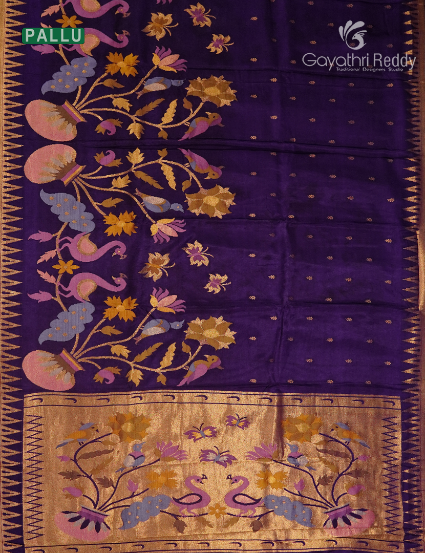 Pure Satin Silk Saree in Deep Purple