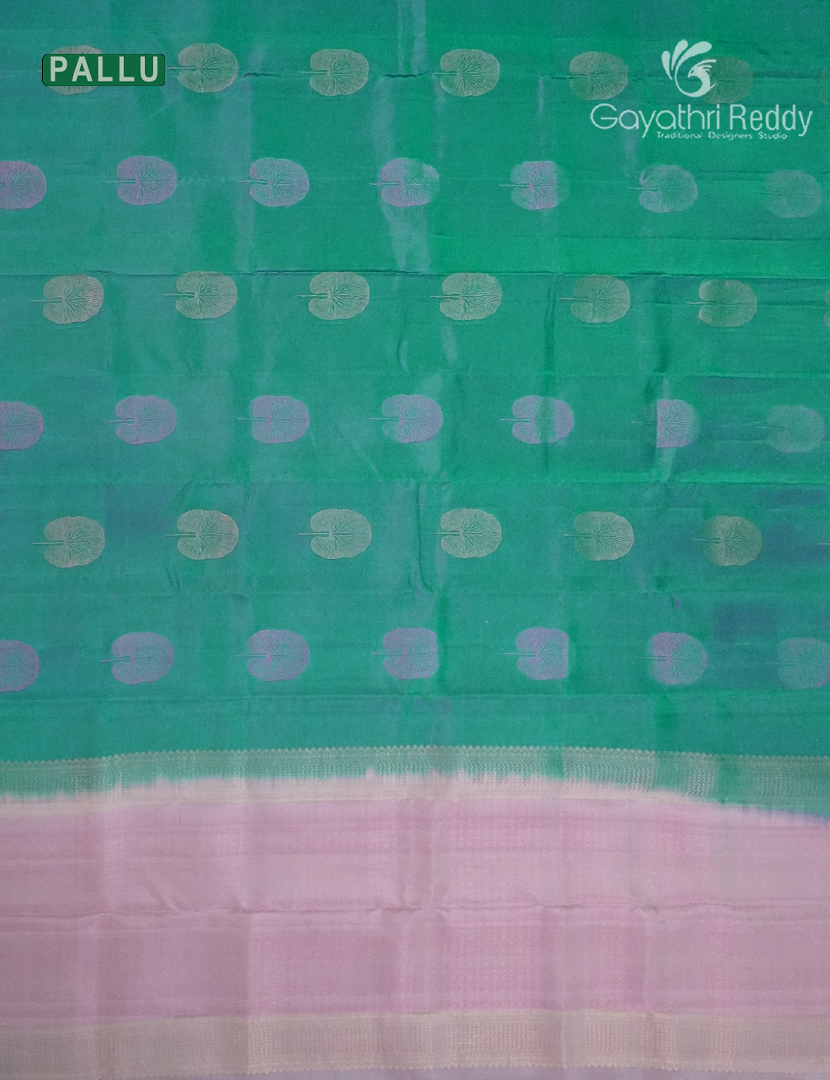 Pure Kanchipuram Silk  Saree in Sea Green (Butta Style )