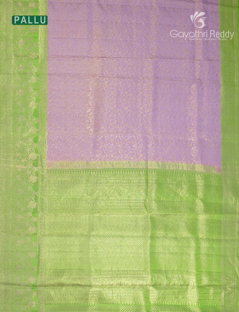 Pure Kanchipuram Bridal Silk Saree in Lavender and Parrot Green