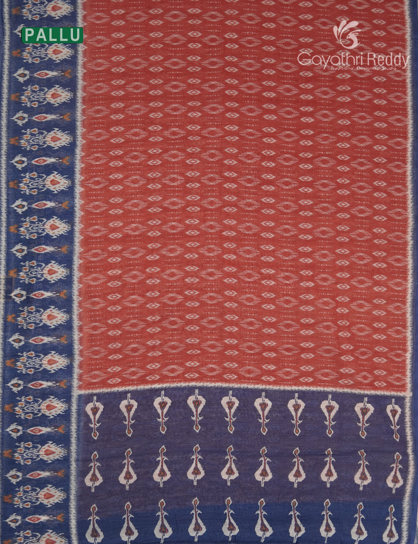 Linen Cotton Saree in Orange