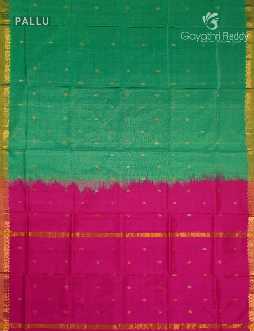 Pure Uppada Silk Saree in Light Green and Rani Pink