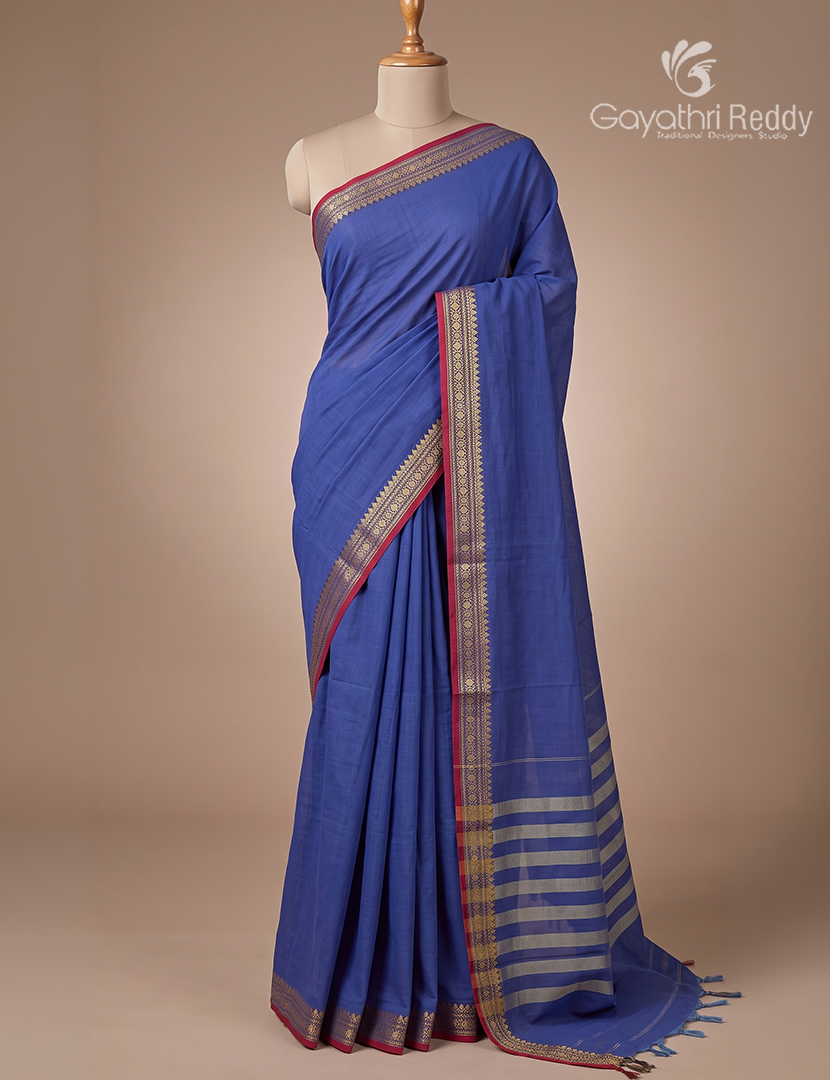 Pure Narayanpet Cotton Saree in Light Blue