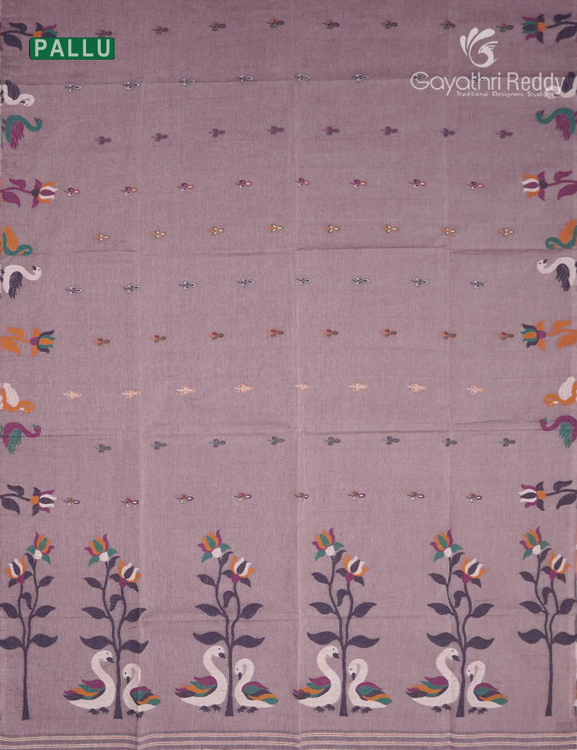 Jamdani Cotton Saree in Onion Peach