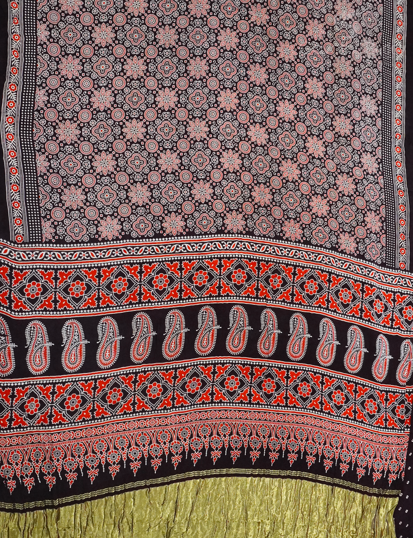 MODAL AJRAKH PRINT SAREE-PMS88