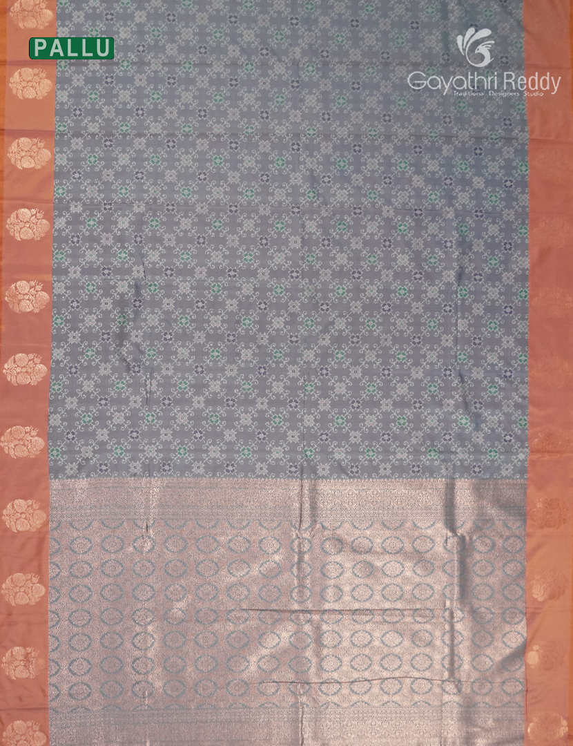 Semi Kanchipuram Art Silk Saree in Ash Grey